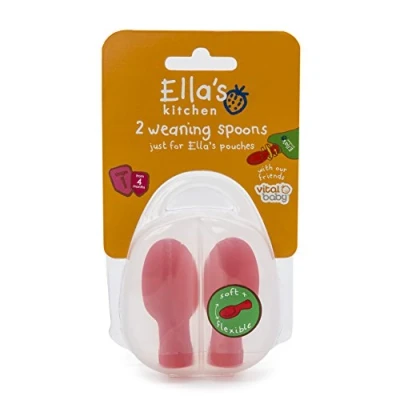 Image de Vital Baby Ella&#039;s Kitchen Pouch Spoon Tips with Travel Case Weaning Spoons Soft, Gentle and Flexible BPA, Phthalate &amp; Latex Free Hygienic Included 4m+ 2pk Red