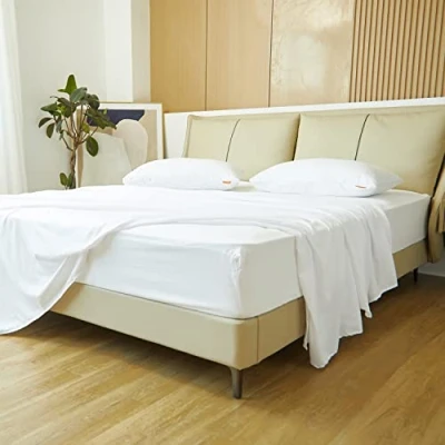 Image de SweetNight Parure de Lit 4 Pièces (Drap Housse 135x190x30cm, Drap Plat 230x260cm, 2*Taie d&#039;oreiller 50x80cm) Ensemble 135x190 Complet, Blanc