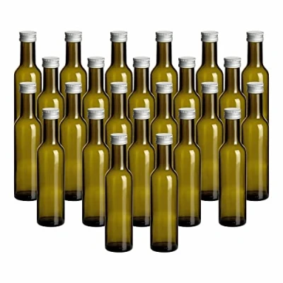 Image de gouveo Lot de 24 Bouteilles en Verre vides 250 ML, avec Capsule Argent à Visser