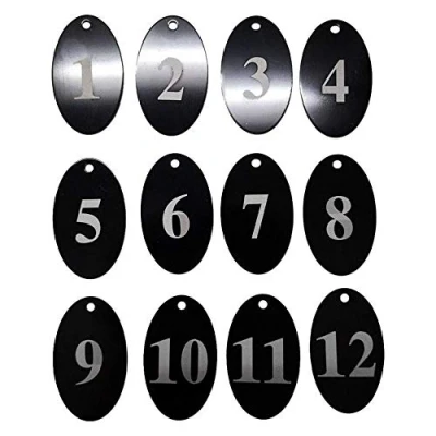 Image de Sourcemall Jetons numérotés en alliage d&#039;aluminium avec porte clés 1 25 Noir