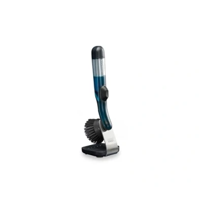 Image de Joseph SinkTech Brosse à Vaisselle Rechargeable avec Distributeur de Savon, Support Rangement, Grattoir Poêle, Plateau en Acier Inoxydable