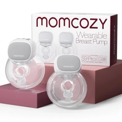 Image de Momcozy S9 Pro Tire Lait Electrique Actualisé, Mains Libres Avec Batterie à Longue Durée et écran LED, Portable 2 Modes 9 Niveaux 24mm (Gris, Pack)