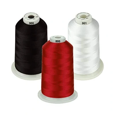 Image de Simthread 33 sélections Lot de plusieurs couleurs assorties fil en polyester pour machine à broder 5500Y machines coudre tout usage Couleur essentielle 1