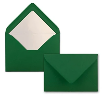 Image de Lot de 50 enveloppes vert foncé DIN C6 Doublées PAPIER soie blanc 90 g/m² 11,4 x 16,2 cm Fermeture humide NEUSER