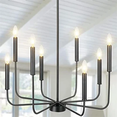 Image de WayLuoung Lustre Moderne en Noir, Ø69cm, de Salle à Manger 8 Lumières pour Chambre, Salon, Cuisine, Foyer, Entrée (Version Améliorée, 2 Types Hauteur Bras)