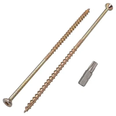 Image de SKIR&#039;CO Lot de 15 Vis à bois universelles en acier zingué Tête fraisée Torx Type 17 panneaux d&#039;aggloméré 6,0 x 200 mm Jaune