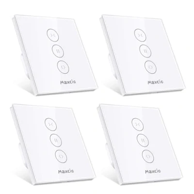 Image de 【LED Contrôlable】 Maxcio Interrupteur Volet Roulant Connecté WiFi, Foulant sans Fil Compatible avec Alexa/Google Home, Contrôle à Distance par L&#039;APP, Timer et Partager (4 Packs)