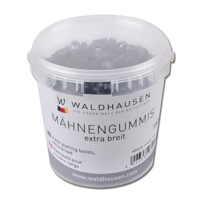Image de Waldhausen Élastiques de crinière extra larges dans le seau One Size Noir