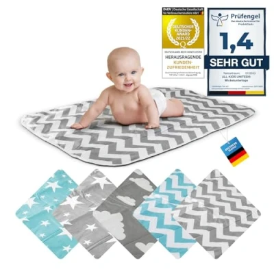Image de Matelas à langer pour bébés et jeunes enfants ; respirant, lavable, réutilisable 50 x 70 cm (ZigZag Gris)