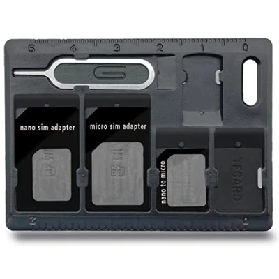Image de CKANDAY Support de Carte SIM avec épingles d’Ouverture Plateau, kit d’Outils Rangement pour Cartes mémoire Micro Nano SD Standard,avec 3 adaptateurs et 1 Broche d’éjection Noir