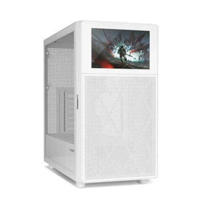Image de NOX XTREME PRODUCTS HUMMER BIOS Semitower ATX M ITX, écran LCD 8 » personnalisable, face avant en métal maillé, latérale verre trempé, espace pour 11 ventilateurs, USB C et 3.0, Noir