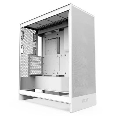 Image de NZXT H7 Flow Tour moyenne ATX circ. d’air 3 ventilateurs inf. 120 mm pour refroidissement direct carte graphique avant Radiateur 420 Gestion des câbles Blanc