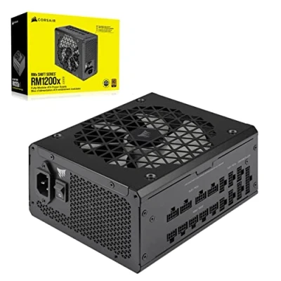 Image de Corsair RM1200x SHIFT Alimentation ATX Entièrement Modulaire Interface Latérale Compliant 3.0 &amp; PCIe 5.0 Condensateurs Évalués à 105C Efficacité 80 PLUS Gold Noir