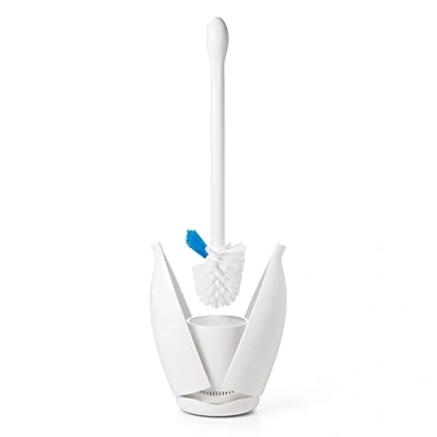 Image de OXO Good Grips, Brosse à WC avec nettoie bord, Nettoyant WC, Blanc