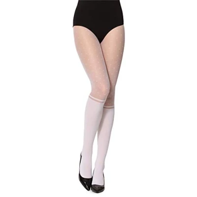 Image de Merry Style Collants pour femmes à pois Motif bas au genou 20 DEN GI1103 (Blanc, M)