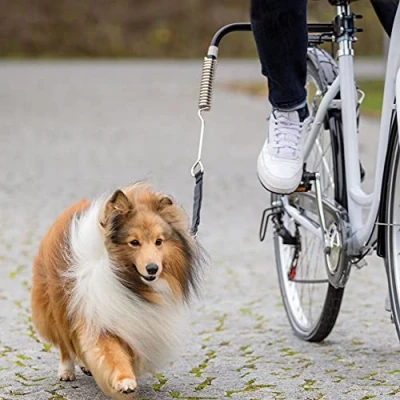 Image de wangado Entretoise avec support et laisse équipés de bandes réfléchissantes, pour pedalate sûres au flanc du son chien. Structure stable. Adapté aussi chiens grands lourds