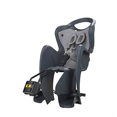 Image de Mr Fox 2021 Siège arrière pour vélo Coussin et Bretelles en Faux Cuir Les Enfants jusqu&#039;à 22 kg, de 3 à 8 Ans Fixation au Cadre Gris foncé