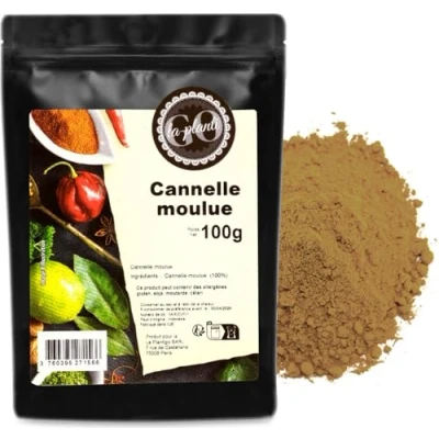 Image de Cannelle moulue 100 g LA PLANTIGO Un choix savoureux, en poudre, Épice de qualité supérieure, sans additifs, Goût Intense