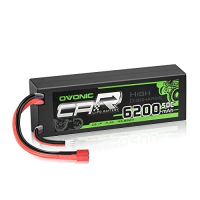 Image de OVONIC batterie Lipo 2S 6200 mAh 7,4 V 50 C avec fiche T rigide Cellules de pour camion RC Truggy