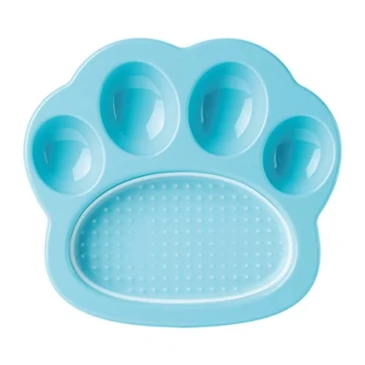 Image de PetDreamHouse Paw 2 en 1 Mini mangeoire Lente et Tapis à lécher Amusant Unique Forme de Patte avec Un Tampon remplaçable.