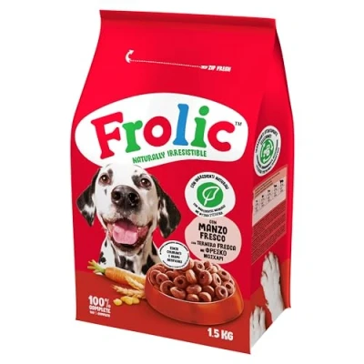 Image de Frolic Complete Croccantini pour Chien, Nourriture sèche au goût de Boeuf, Carottes, céréales, 4 Sacs 1,5 kg