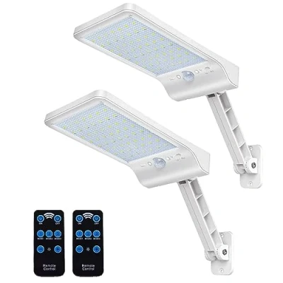 Image de COLBOR Lampe Solaire Exterieur, 56 LEDs Lumiere avec Détecteur de Mouvement 3 Modes Réglables IP65 Étanche Puissant Télécommande (Blanc), Exterieur Eclairage