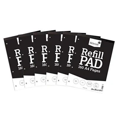 Image de Silvine Bloc notes de 160 pages A4 relié, 4 perforations Uni 6 Pack Noir