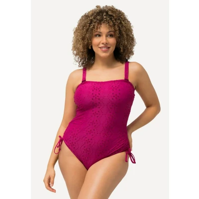 Image de Ulla Popken Textured Convertible Maillot de bain, Femme, Taille: 48, Dark mauve