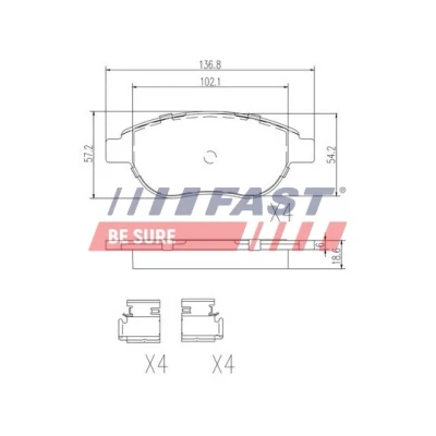 Image de FAST FT29156 Jeu de plaquettes frein Essieu avant contact signal d&#039;usure exclu PEUGEOT: 206 3/5 portes, 207 307 portes