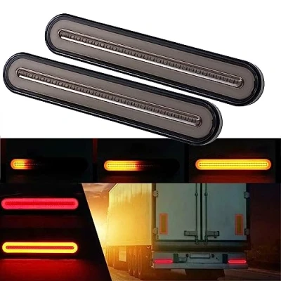 Image de GSRECY Jaune et Rouge 100 LED Arrêt Dynamique Circulant Clignotants Frein arrière Feu Remorque Camion Van (Pack de 2)