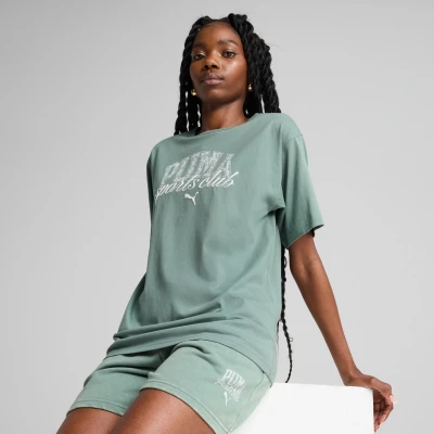 Image de Puma Class Relaxed TEE Tshirt imprimé, Femme, Taille: Small, Green moon