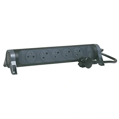 Image de LEGRAND Multiprise Rotative avec Interrupteur à Voyant LED 5 Prises Surface Terre Cordon 1,5m Noir et Gris Foncé