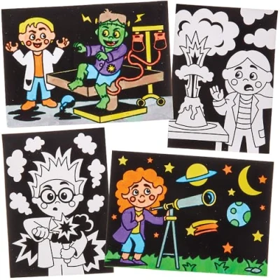 Image de Baker Ross FN064 Scientists Experiment Fuzzy Art Scenes Lot de 10, kit coloriage pour les enfants