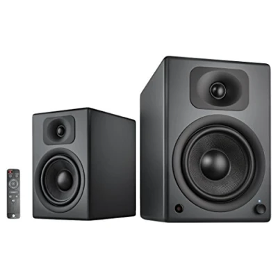 Image de wavemaster TWO PRO stone gray Kit d&#039;enceintes bibliothèque 2.0 Bluetooth (110 Watt, aptX) pour TV, PC, tablette, smartphone GRIS FONCÉ (66352)