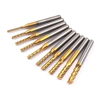 Image de CBRIGHT Lot de 10 fraises à défoncer CNC, tige 0,3 cm, outil coupe 1,5 3,175 mm avec revêtement en titane CNC