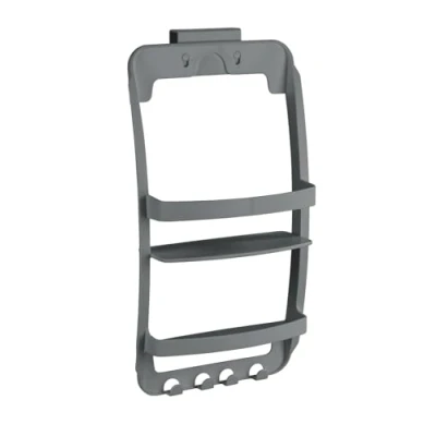 Image de WENKO Étagère de salle bain Universal, rangement des ustensiles bain, à accrocher sur cabine douche et radiateurs sèche serviettes, fixation sans perçage, 26x54,5x11,5 cm, anthracite