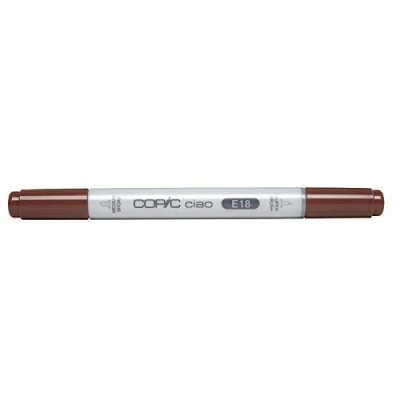 Image de COPIC Ciao E18, Copper, Twin Marker avec une pointe de largeur moyenne et Brush