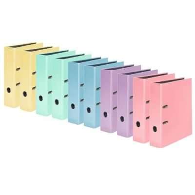 Image de Falken Lot de 10 classeurs. Fabriqué en Allemagne, 8 cm large, format DIN A4 couleur pastel et assortie, plastique, à motifs