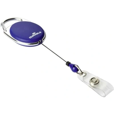 Image de Durable 832407 Style enrouleur Yoyo Longueur 80 cm Attache Ceinture avec Lanière Bouton Pression Compatible Perforation Euro Slot Boîtier Bleu Boîte de 10