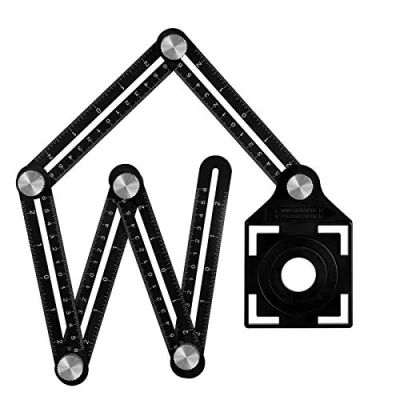 Image de Règle de Mesure Multi angle avec trou positionnement, Outil gabarit d&#039;angle en alliage d&#039;aluminium à 6 côtés,Template mesure,noir