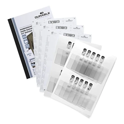 Image de Durable 869500 Badgemaker Pack Tout en un 20 Porte badges avec Clip 60 x 90 mm + 3 Planches d&#039;insertions
