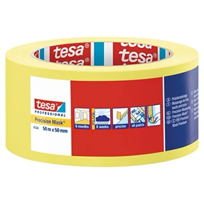 Image de Ruban jaune 50m x 50mm masquage de précision toutes surfaces TESA 04334 00004 00