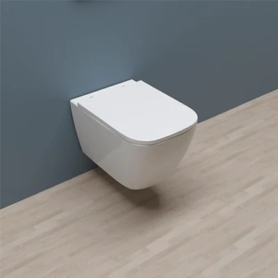 Image de AICA WC Suspendu Sans Bride Avec Abattant Soft Close Blanc 52x36x36cm