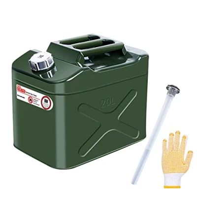 Image de Zemoeng Jerrican en métal avec bec flexible, approuvé par l&#039;ONU pour essence, diesel et autres marchandises dangereuses Vert 20 l