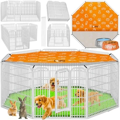 Image de LovPet Parc pour Chiots Enclos Chiens Animaux Chiens, avec Porte et résistant aux intempéries Chien Chat Chiot Lapin Cochon d&#039;Inde XXL bâche de Protection