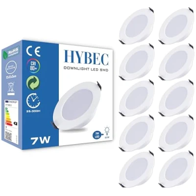 Image de HYBEC Spot LED Encastrable 7W, LED, Spot, Spots a Encastrer, Downlight encastrés 6500ºK (Pack 10)