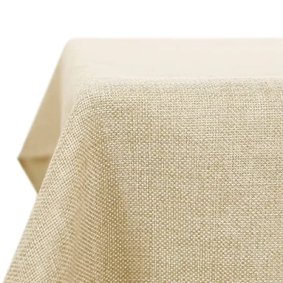 Image de Deconovo Nappe Beige Rectangulaire 137x274 cm Impermeable Touché Doux Effet Lin Sèche Vite pour Table Rectangle Cuisine Salle à Manger Jardin