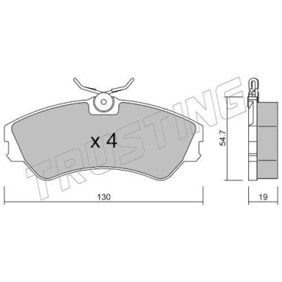 Image de TRUSTING 165.0 Jeu de plaquettes frein contact signal d&#039;usure exclu, non préparé pour indicateur VOLKSWAGEN: TRANSPORTER 4 Bus