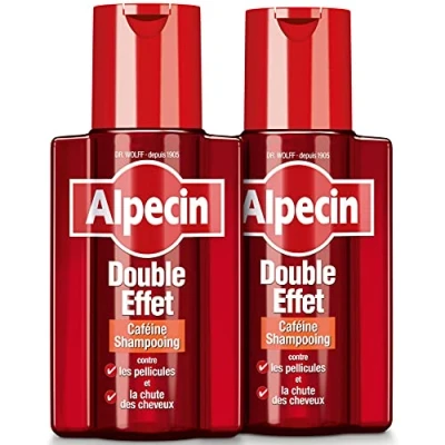 Image de Alpecin Double Effet 2 x 200 ml Shampoing homme antipelliculaire anti chute de Cheveux gras traitement calvitie