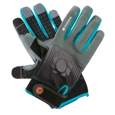Image de Gardena Gant de Travail T.9/L Gants pour travaux avec appareils, adhérence optimale, Coussinets Anti Chocs, Tissu en Maille, Design « Mobile Touch » Utilisation Smartphone (11521 20)
